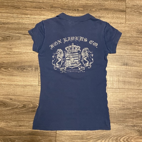 Vintage Fox Racing Short Sleeve Polo in Blue with Silver Graphics Size Medium - Picture 4 of 12